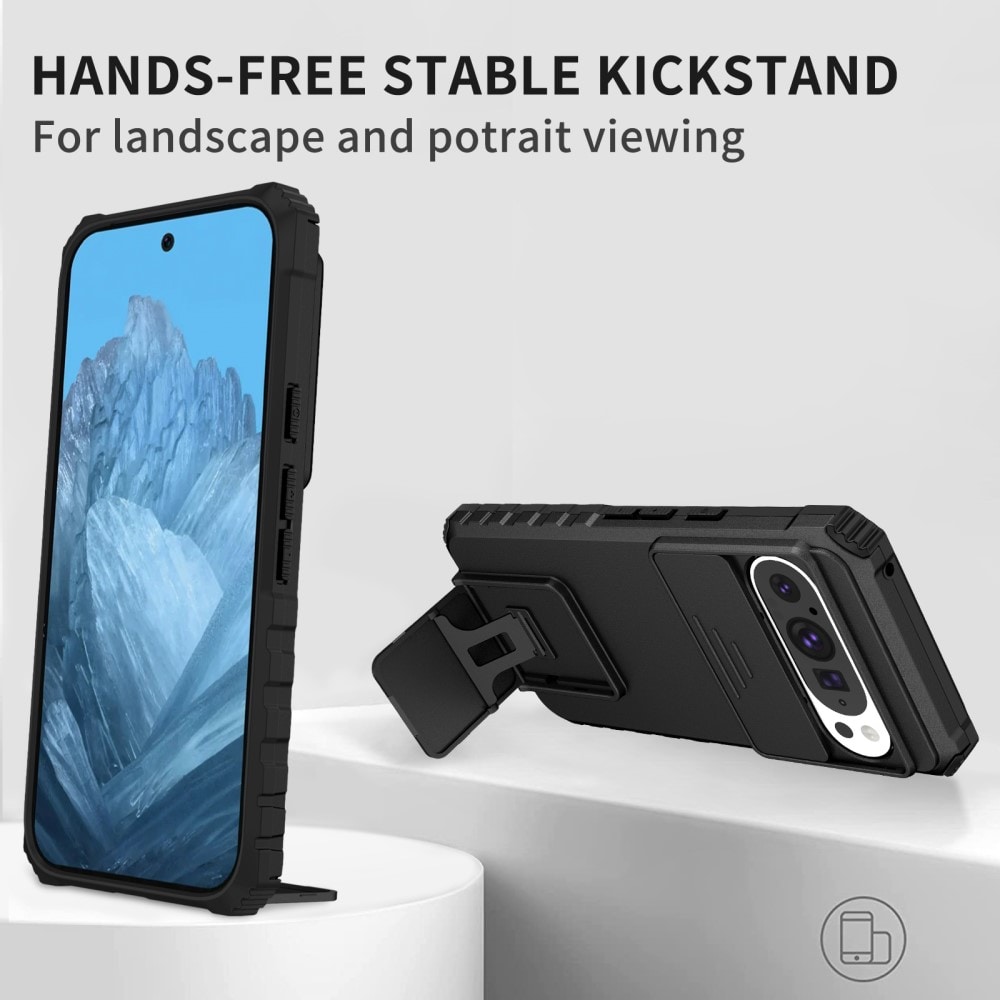 Google Pixel 9 Pro Skal med Kickstand & Kameraskydd, Svart