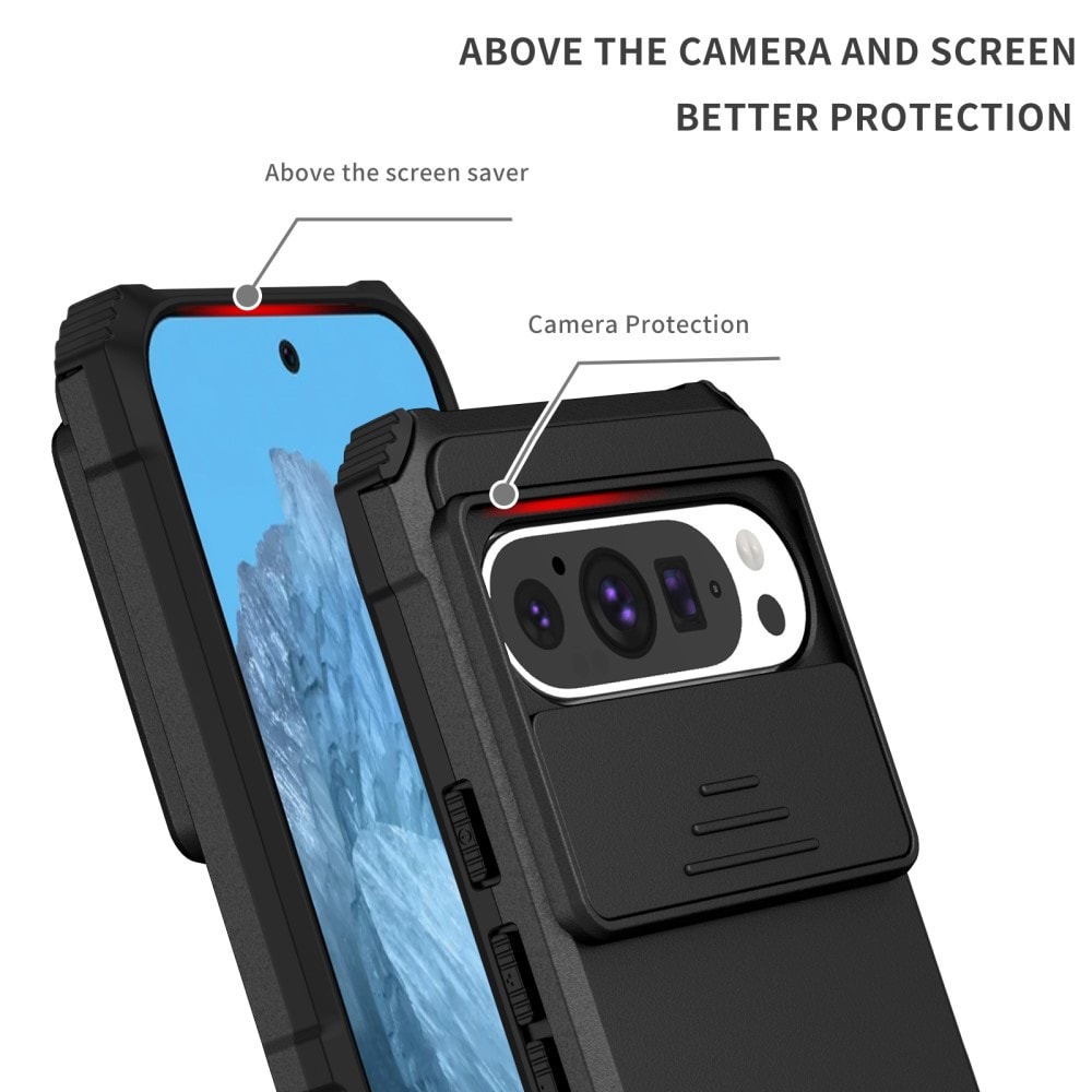 Google Pixel 9 Pro Skal med Kickstand & Kameraskydd, Svart
