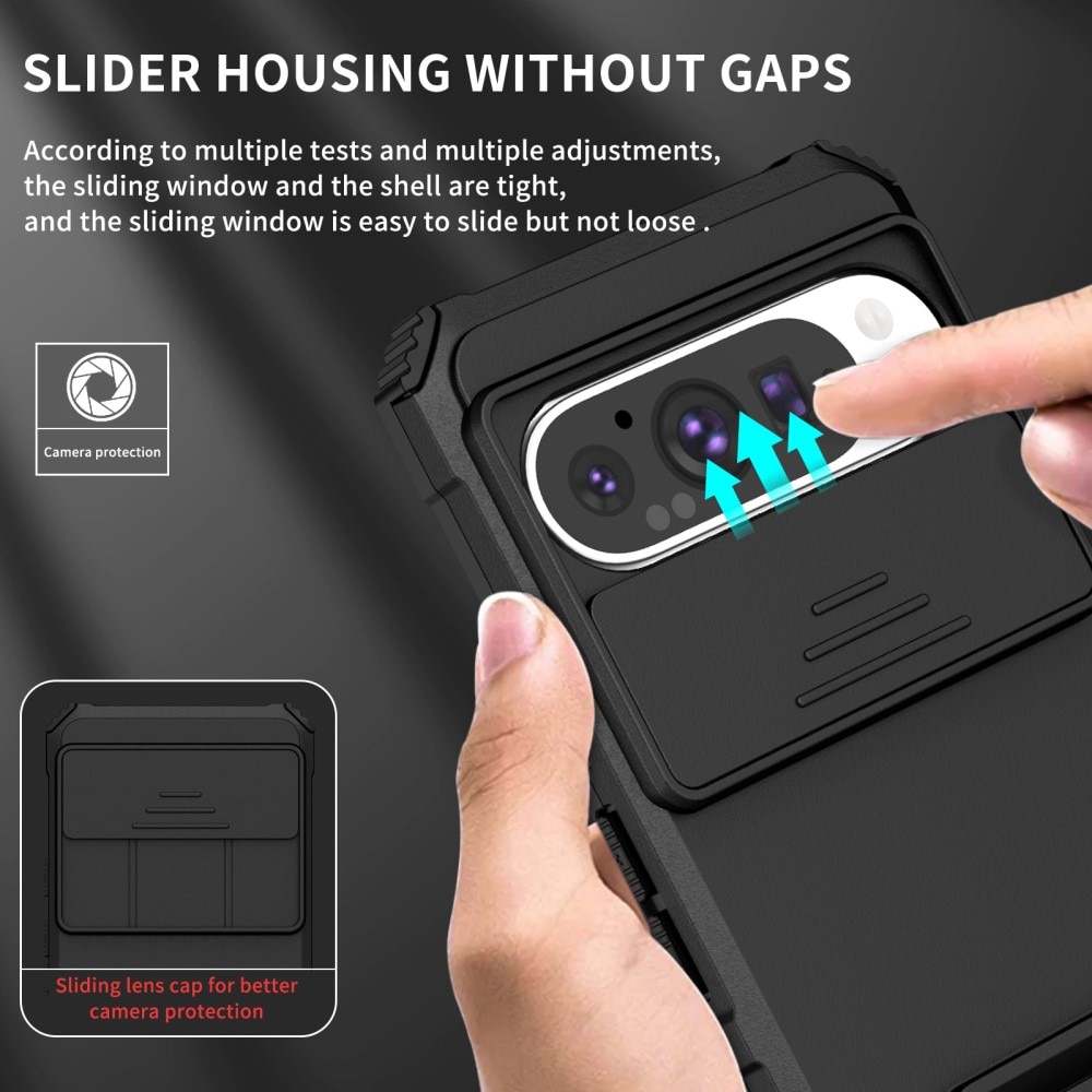 Google Pixel 9 Pro Skal med Kickstand & Kameraskydd, Svart