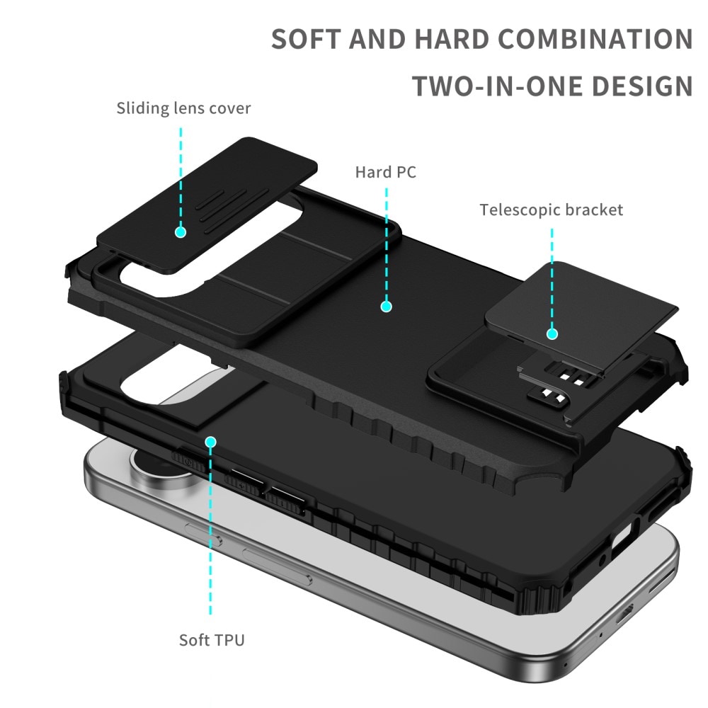 Google Pixel 9 Pro Skal med Kickstand & Kameraskydd, Svart
