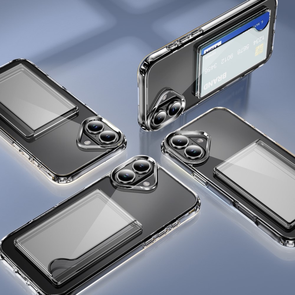 iPhone 17 Hybridskal med inbyggt kortfack, Genomskinlig