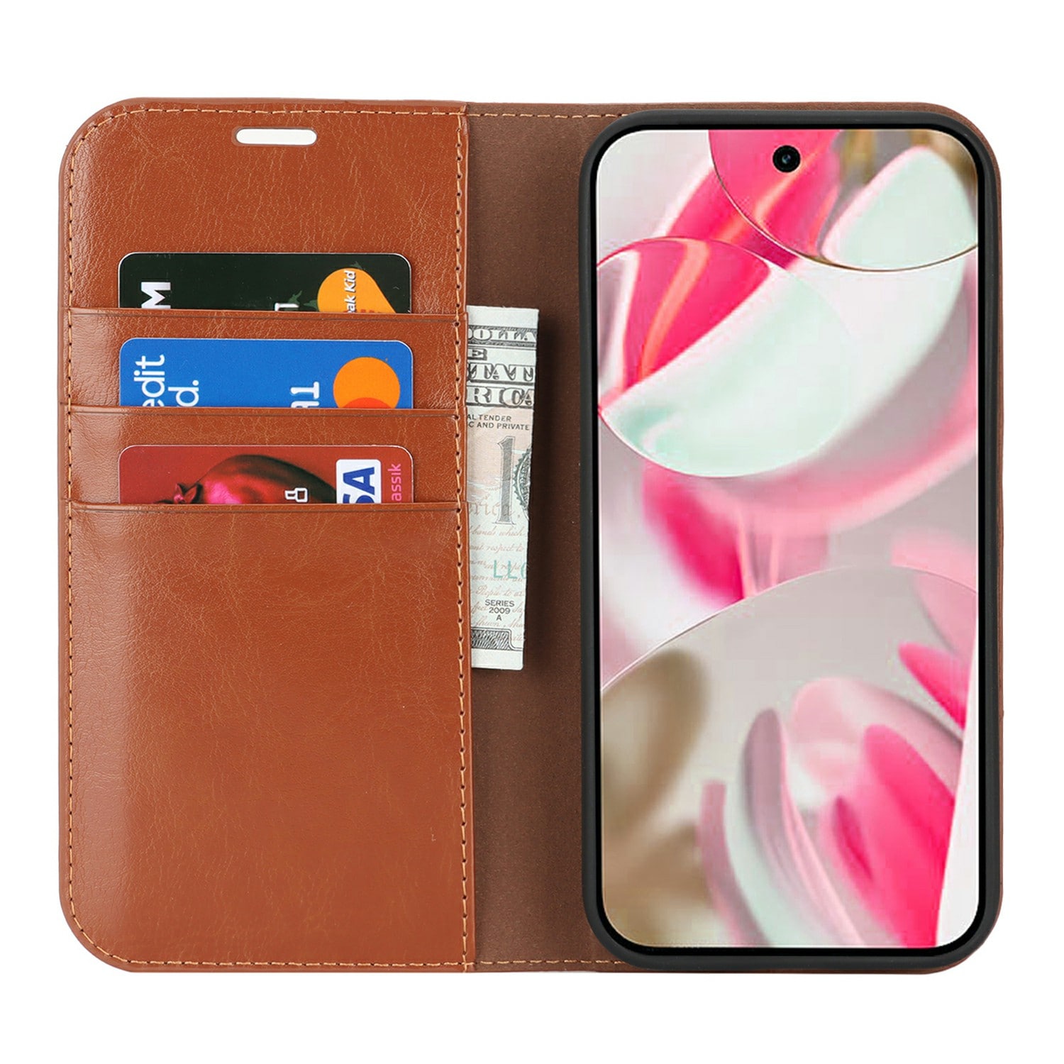 Google Pixel 10 Pro Smidigt mobilfodral i äkta läder, Brun