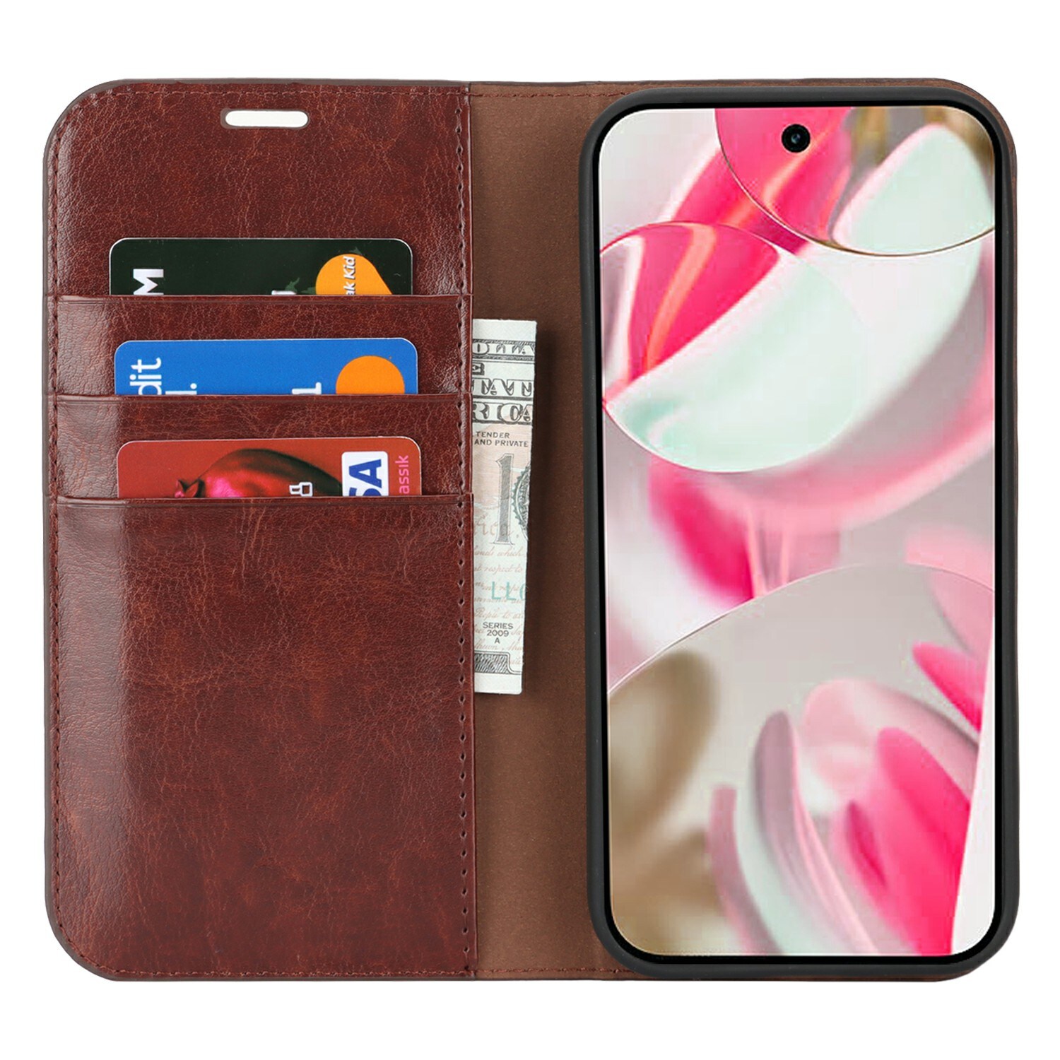 Google Pixel 10 Pro Smidigt mobilfodral i äkta läder, Mörkbrun