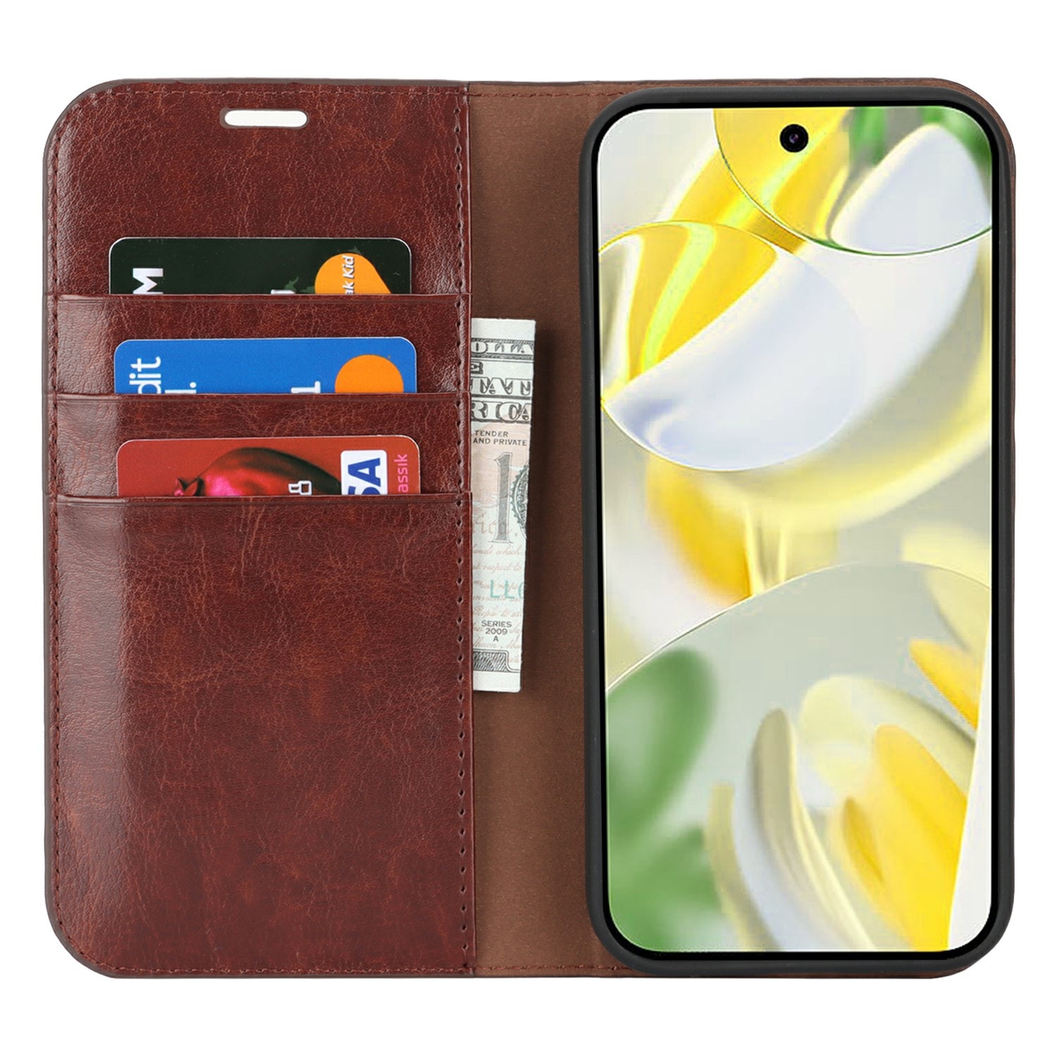 Google Pixel 10 Pro XL Smidigt mobilfodral i äkta läder, Mörkbrun