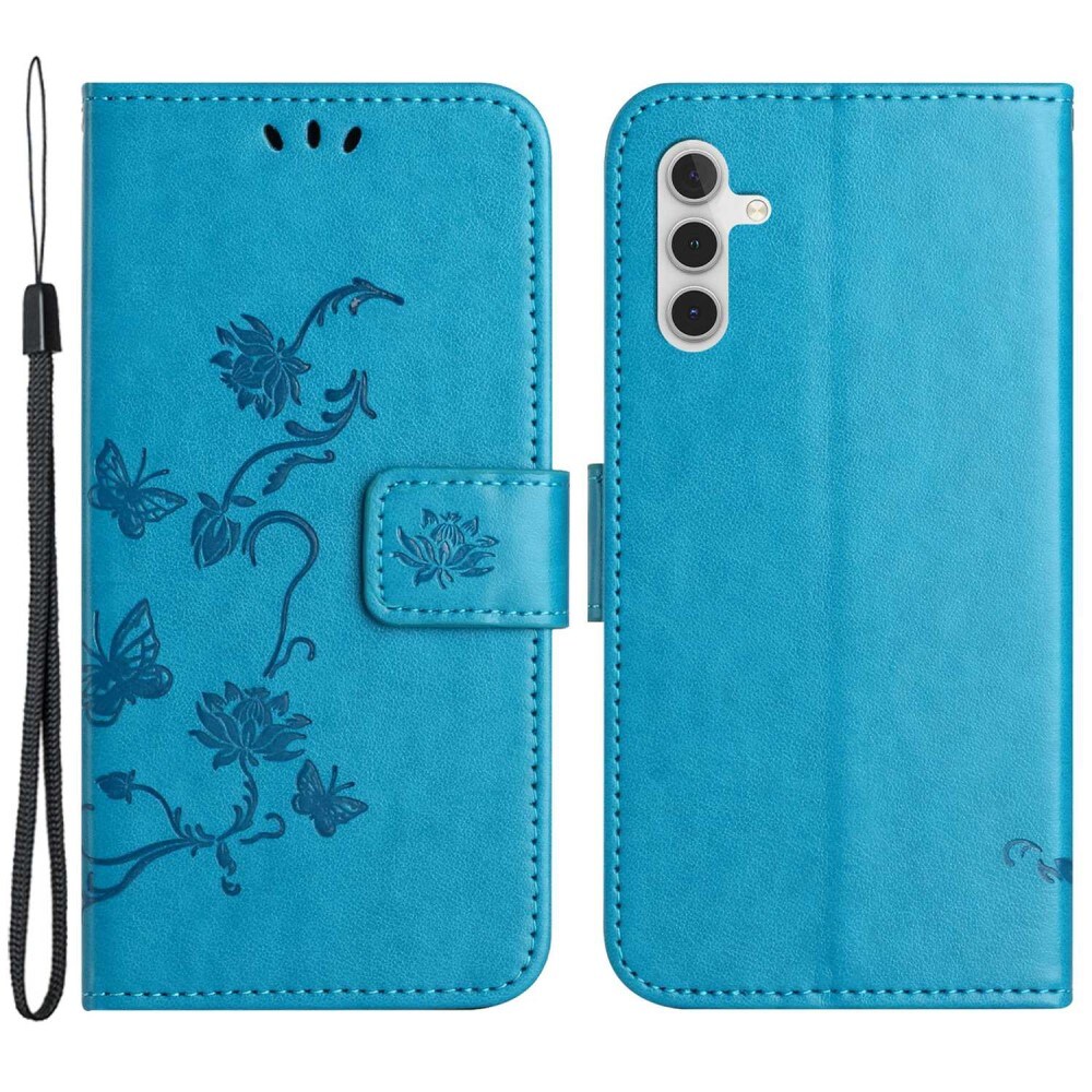 Samsung Galaxy A14 Mobilfodral med fjärilar, Blå