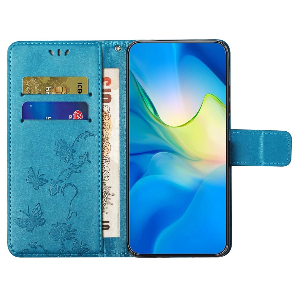 Samsung Galaxy A14 Mobilfodral med fjärilar, Blå