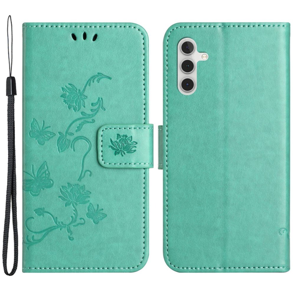 Samsung Galaxy A14 Mobilfodral med fjärilar, Grön