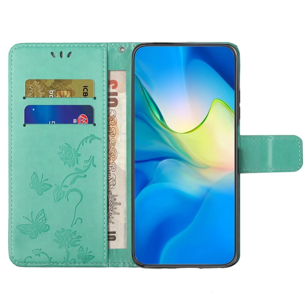 Samsung Galaxy A14 Mobilfodral med fjärilar, Grön
