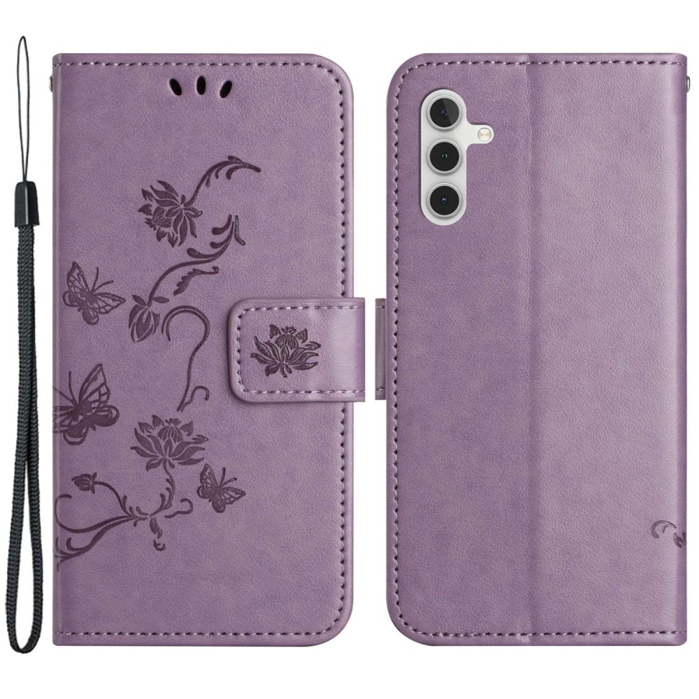Samsung Galaxy A14 Mobilfodral med fjärilar, lila