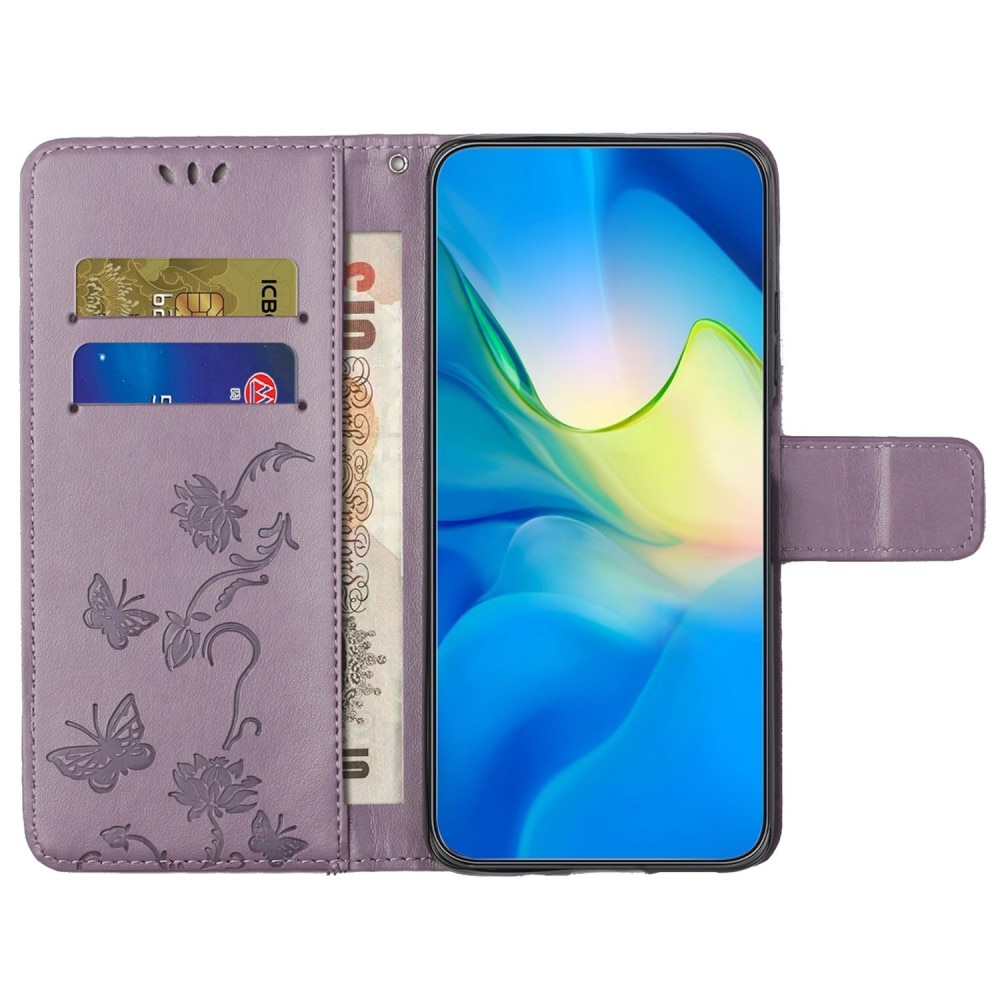 Samsung Galaxy A14 Mobilfodral med fjärilar, lila