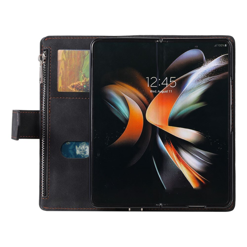 Samsung Galaxy Z Fold 4 Quiltad plånboksväska, Svart