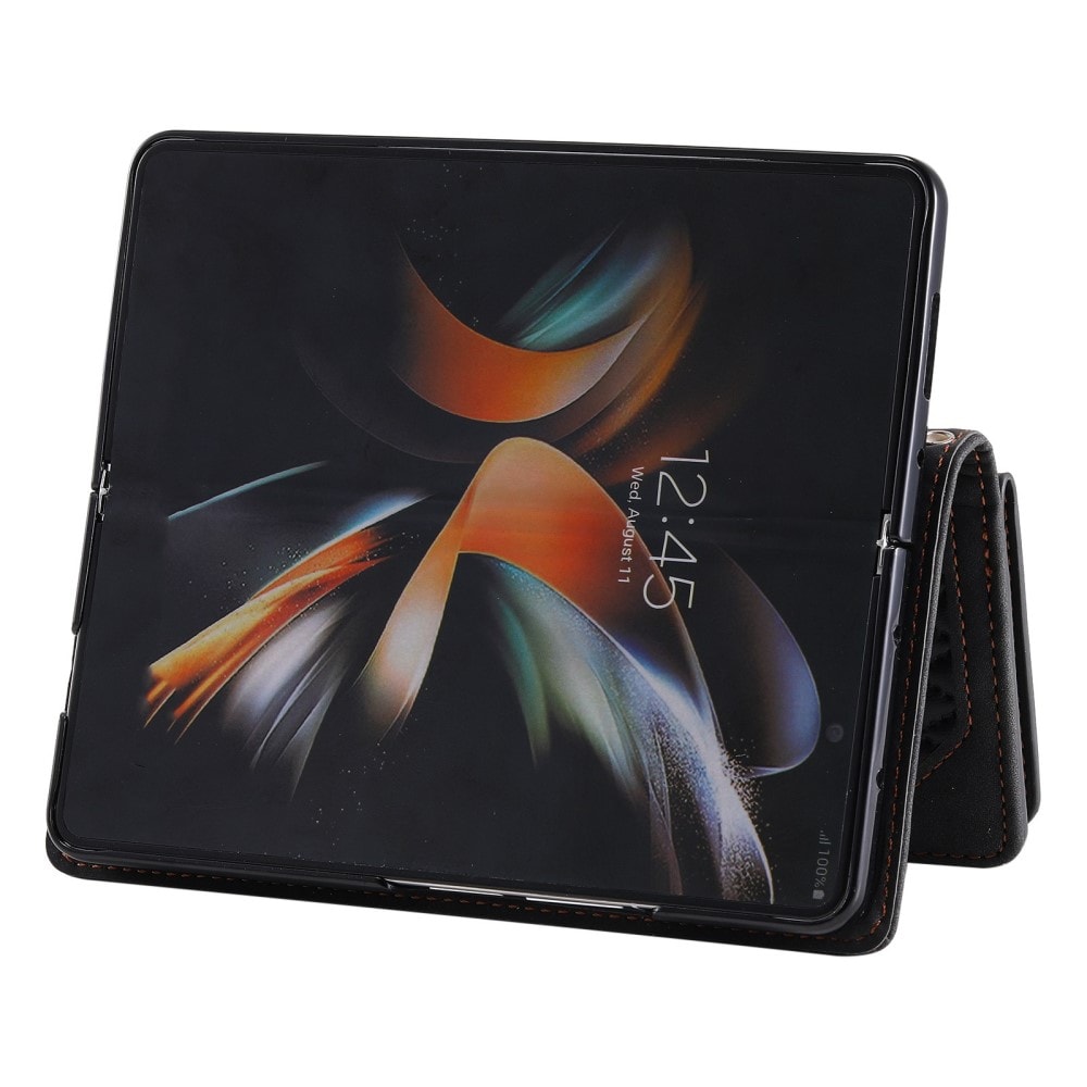 Samsung Galaxy Z Fold 4 Quiltad plånboksväska, Svart