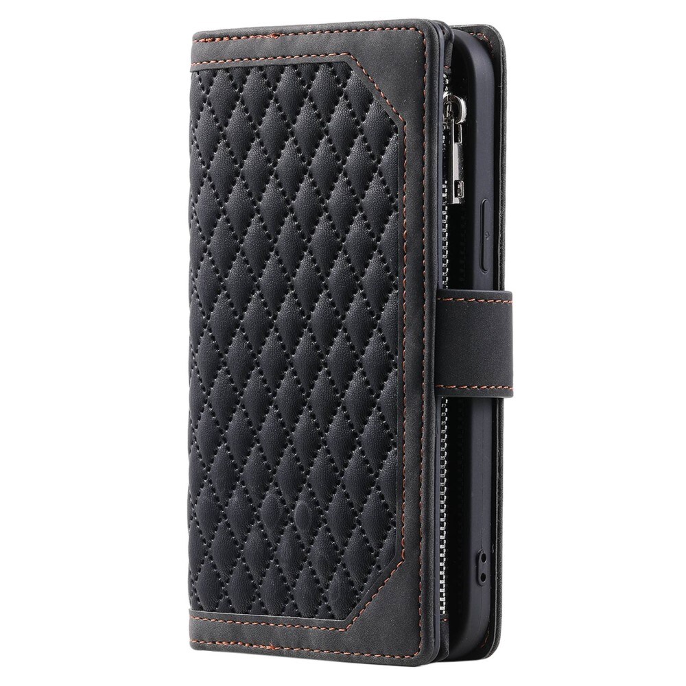 Samsung Galaxy Z Fold 4 Quiltad plånboksväska, Svart