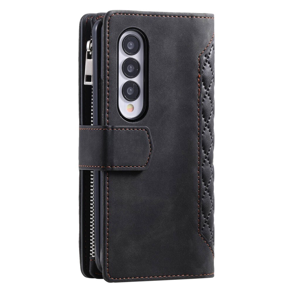 Samsung Galaxy Z Fold 4 Quiltad plånboksväska, Svart