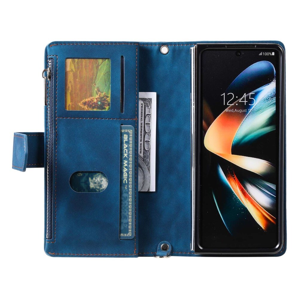 Samsung Galaxy Z Fold 4 Quiltad plånboksväska, Blå