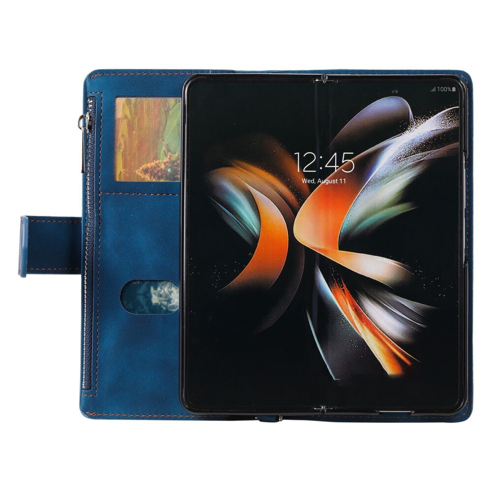 Samsung Galaxy Z Fold 4 Quiltad plånboksväska, Blå