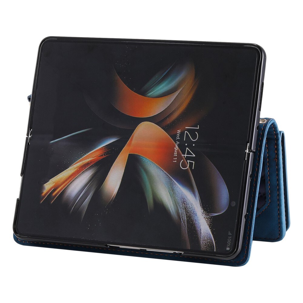 Samsung Galaxy Z Fold 4 Quiltad plånboksväska, Blå