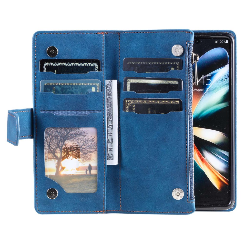 Samsung Galaxy Z Fold 4 Quiltad plånboksväska, Blå