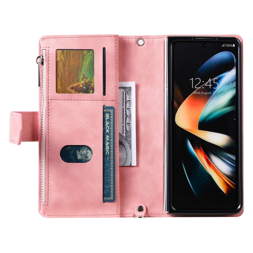 Samsung Galaxy Z Fold 4 Quiltad plånboksväska, rosa