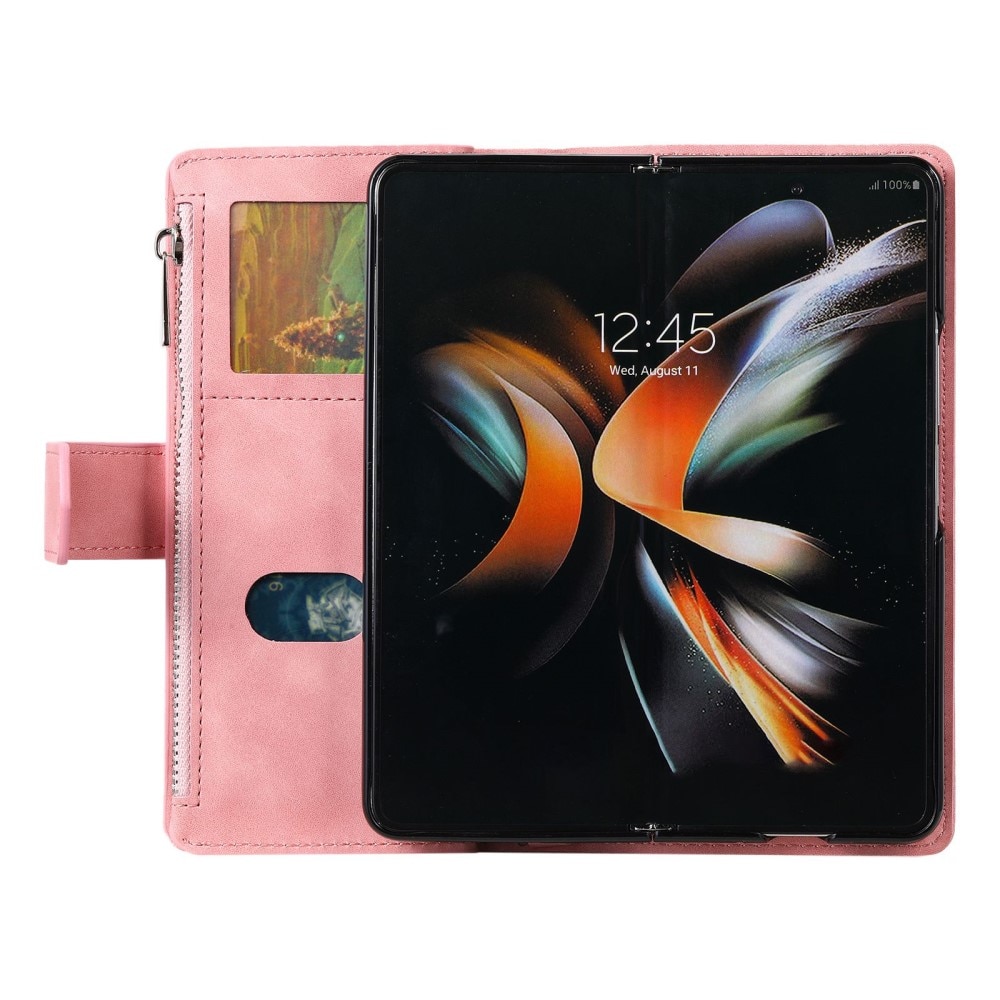 Samsung Galaxy Z Fold 4 Quiltad plånboksväska, rosa