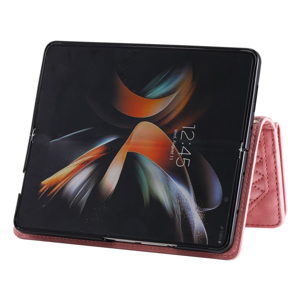 Samsung Galaxy Z Fold 4 Quiltad plånboksväska, Rosa