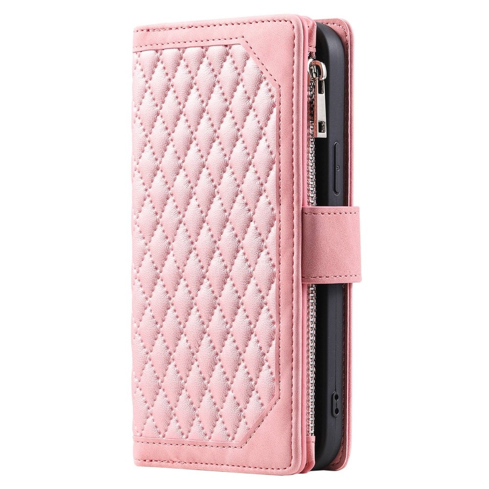 Samsung Galaxy Z Fold 4 Quiltad plånboksväska, Rosa