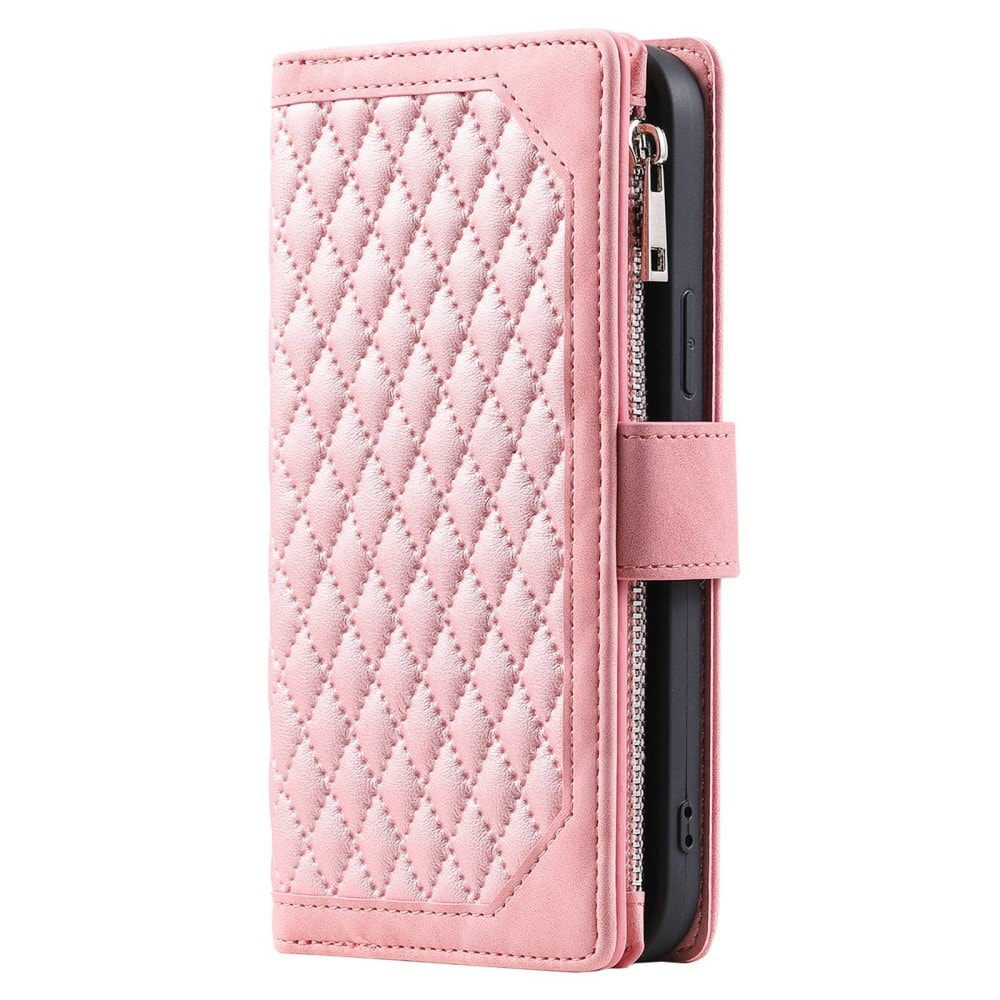 Samsung Galaxy Z Fold 4 Quiltad plånboksväska, rosa