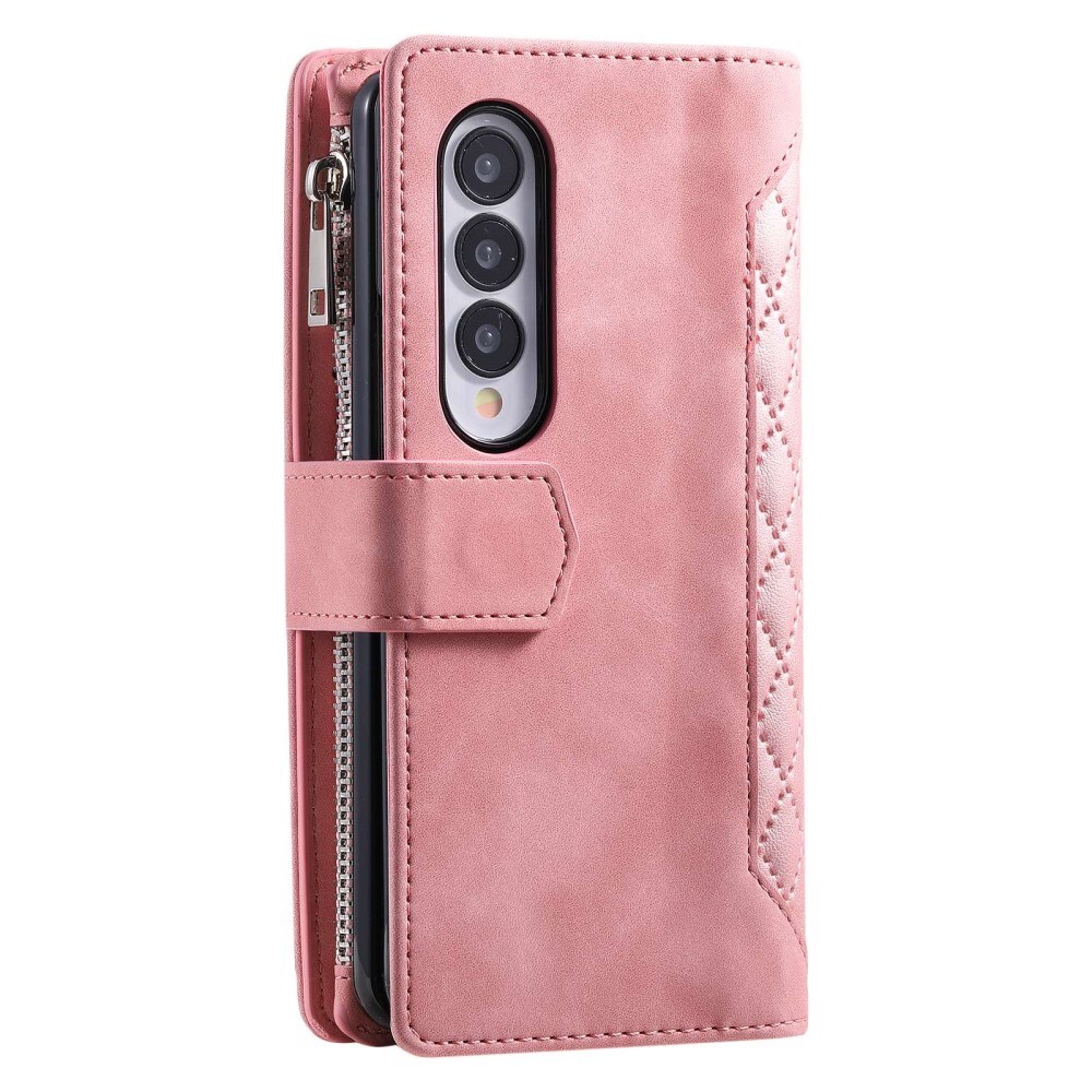 Samsung Galaxy Z Fold 4 Quiltad plånboksväska, Rosa