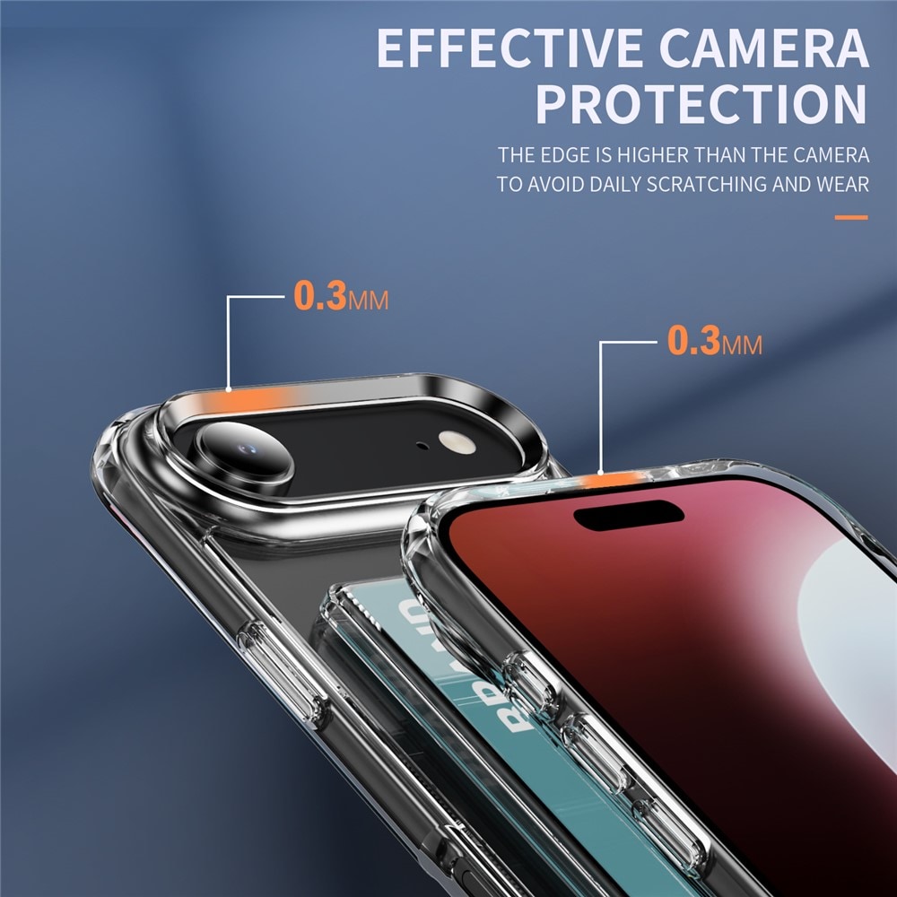 iPhone 17 Air Hybridskal med inbyggt kortfack, Genomskinlig