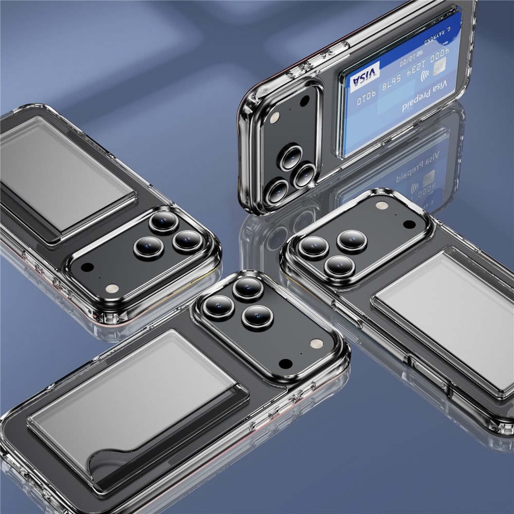 iPhone 17 Pro Hybridskal med inbyggt kortfack, Genomskinlig