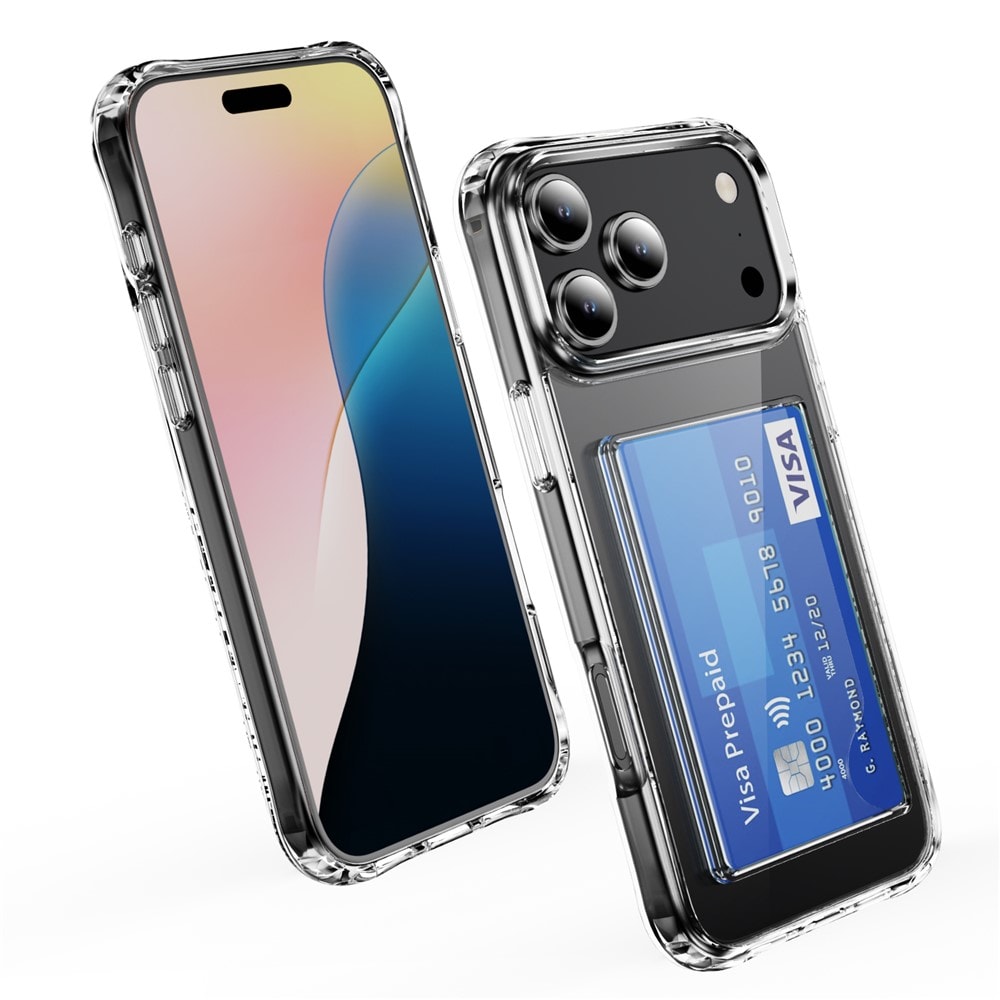 iPhone 17 Pro Max Hybridskal med inbyggt kortfack, Genomskinlig