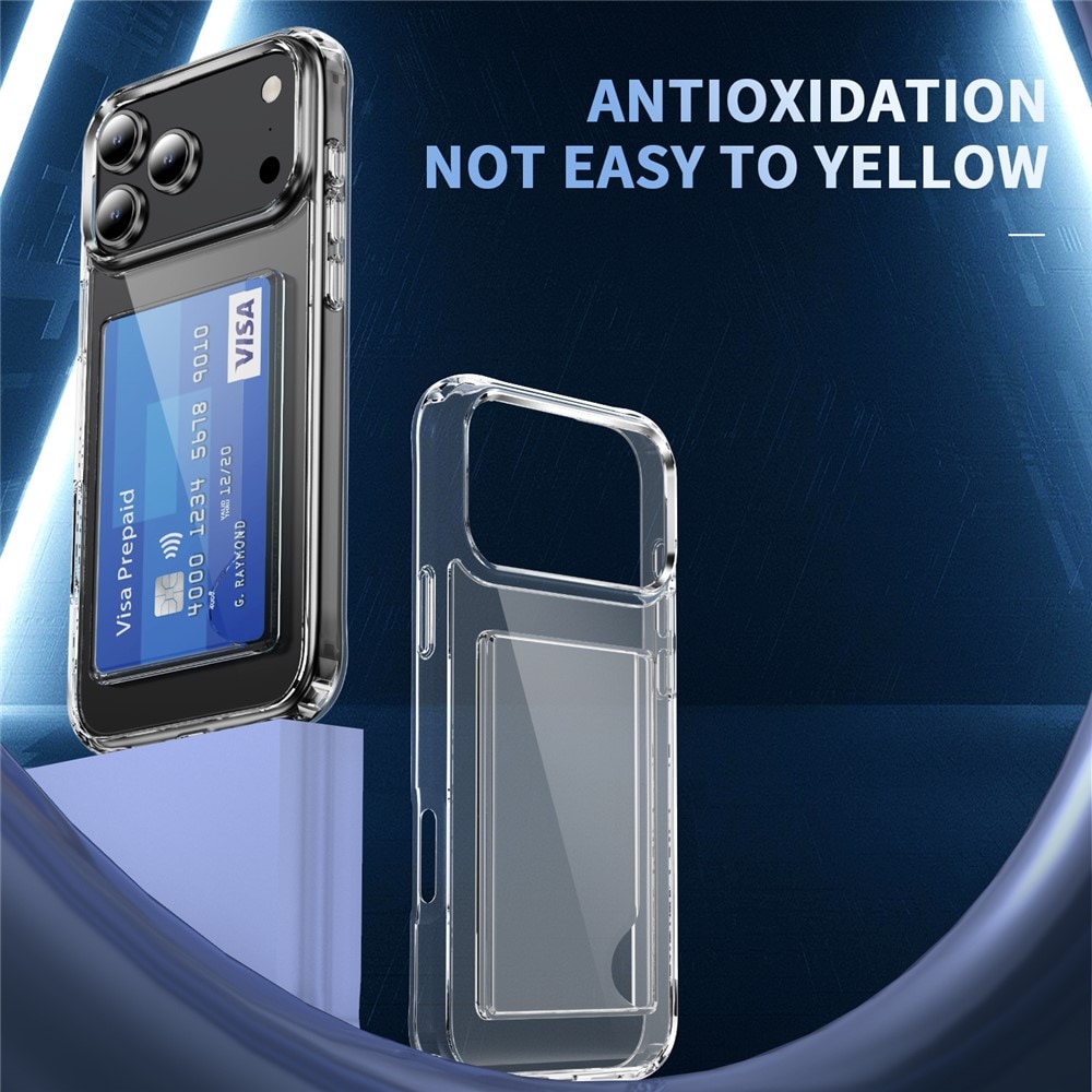 iPhone 17 Pro Max Hybridskal med inbyggt kortfack, Genomskinlig
