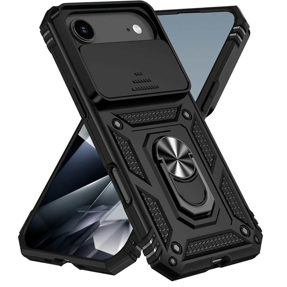 iPhone 17 Air Skal med kameraskydd & fingerring, Svart