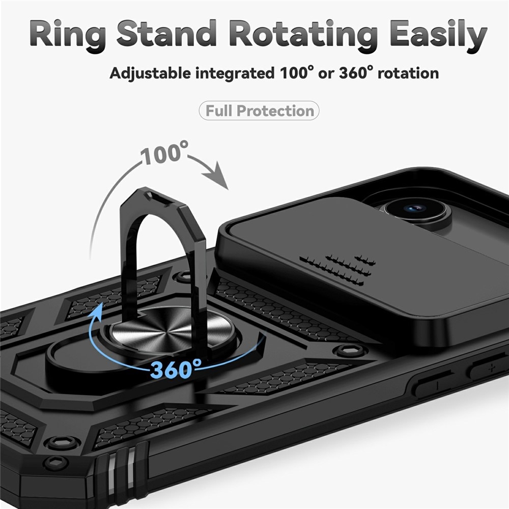 iPhone 17 Air Skal med kameraskydd & fingerring, Svart