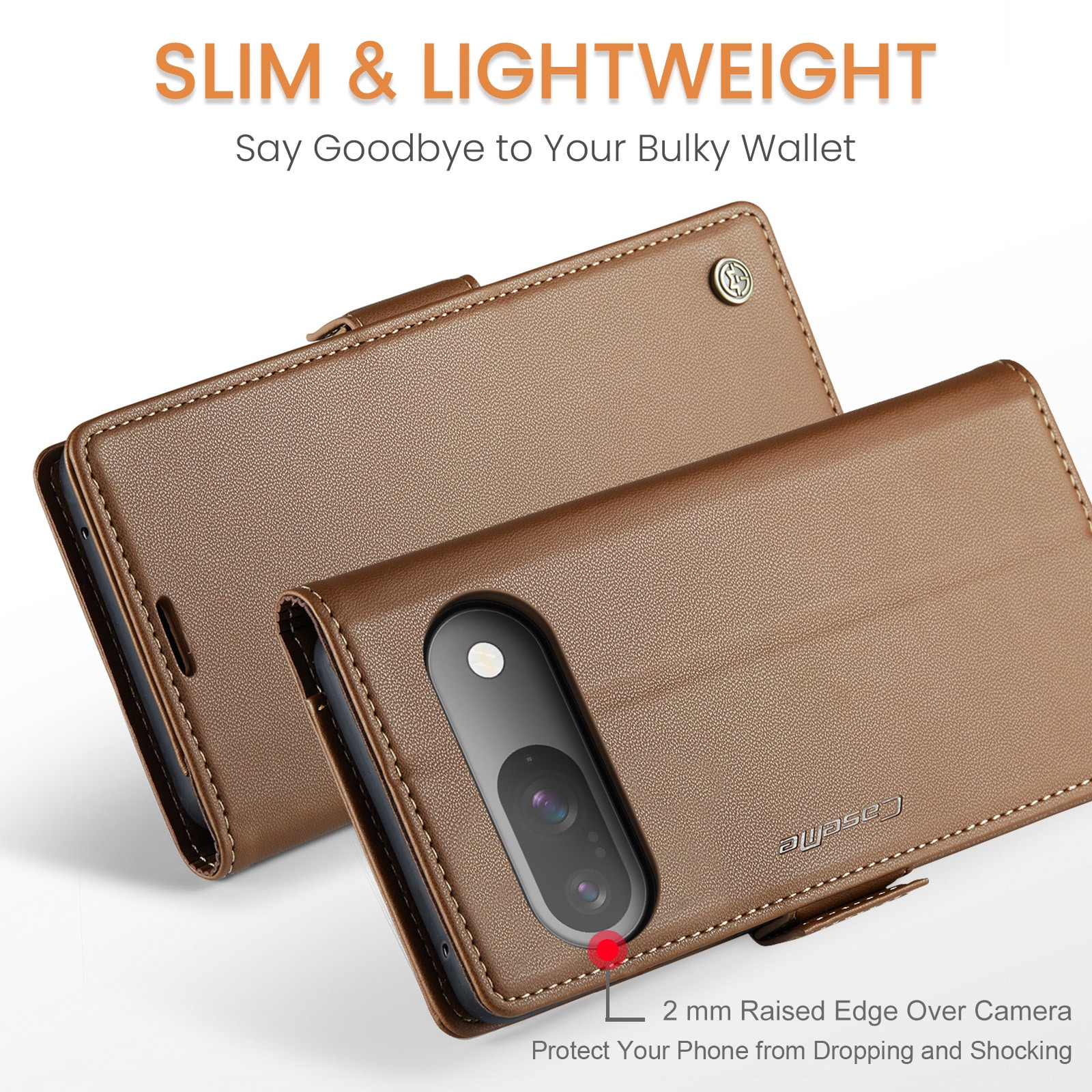 Google Pixel 10 Pro Slimmat RFID-plånboksfodral, Brun
