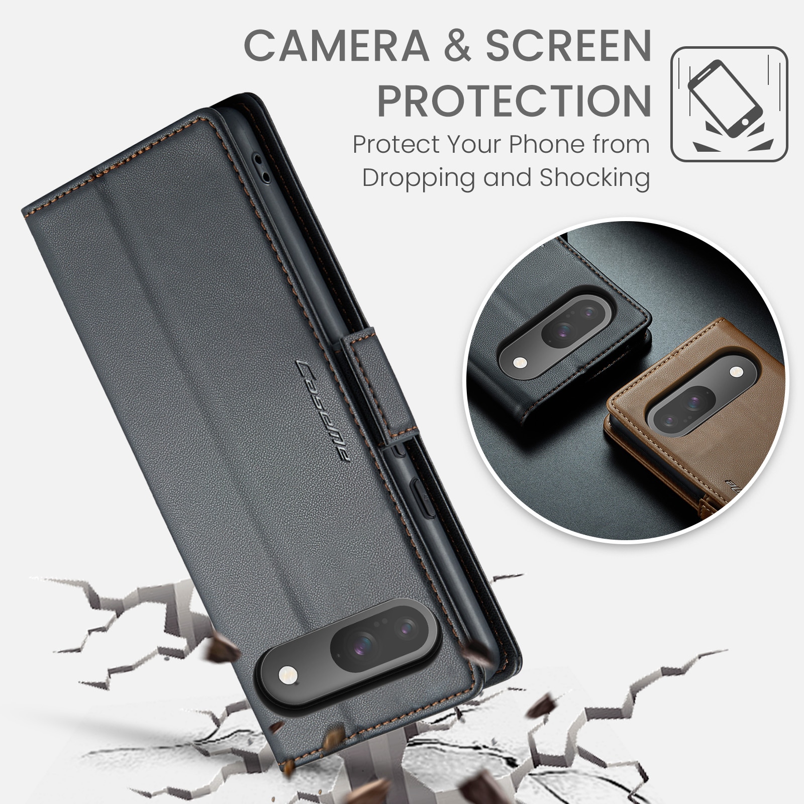 Google Pixel 10 Pro Slimmat RFID-plånboksfodral, Svart