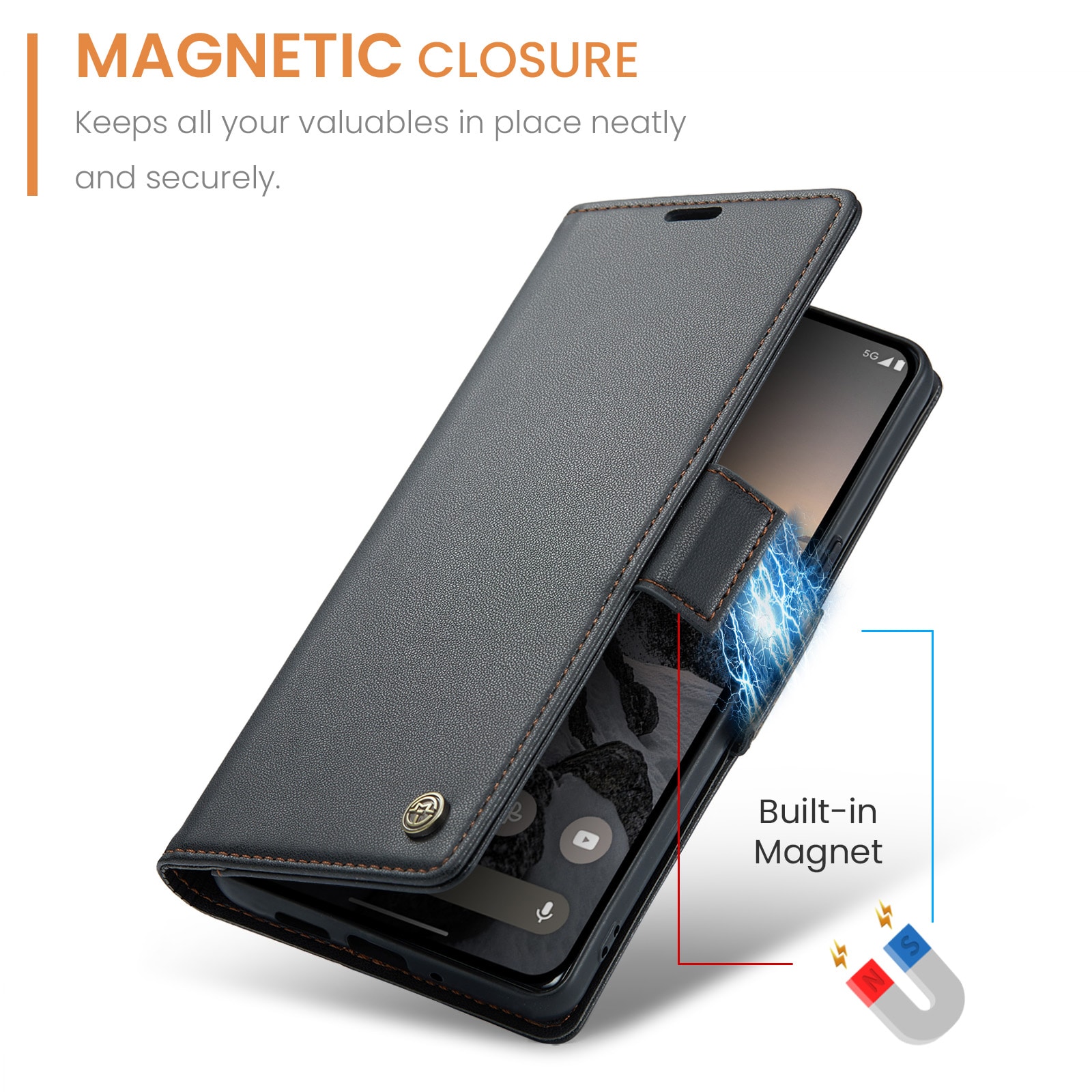 Google Pixel 10 Pro Slimmat RFID-plånboksfodral, Svart