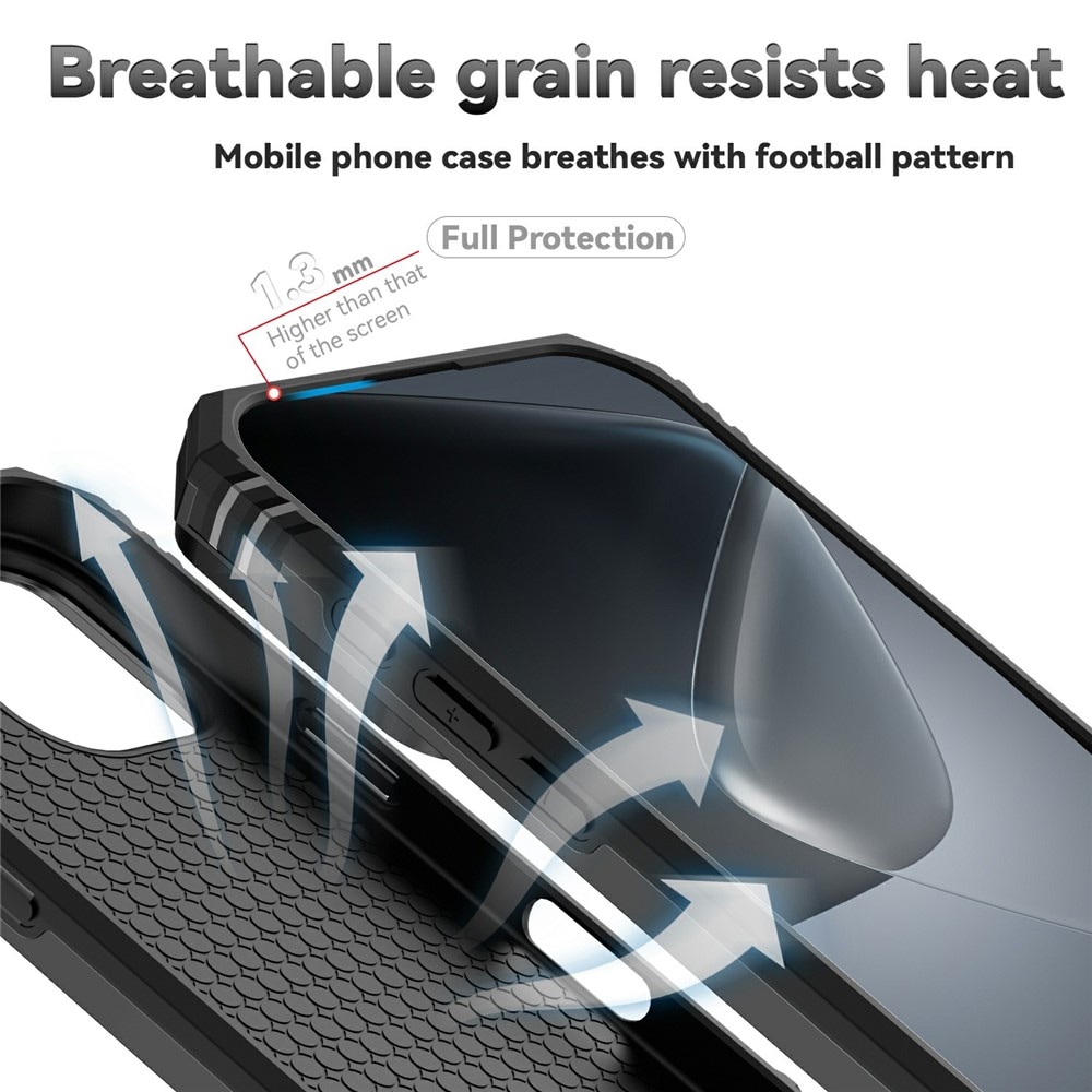 iPhone 17 Skal med kameraskydd & fingerring, Svart