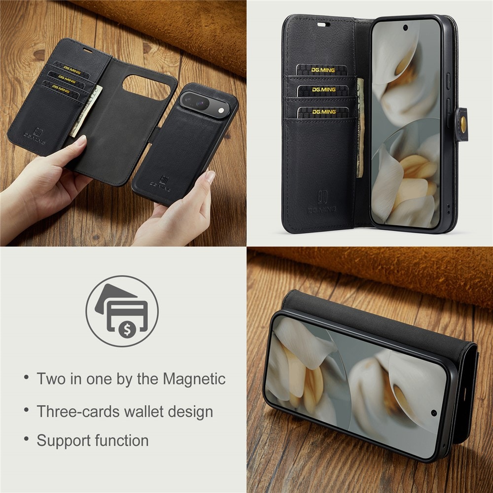 Google Pixel 10 Pro Plånboksfodral med avtagbart skal, Black