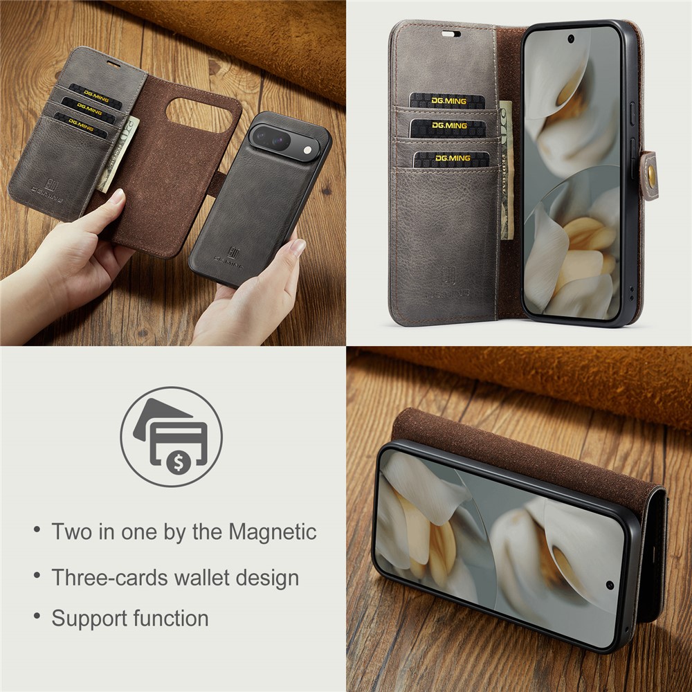 Google Pixel 10 Pro Plånboksfodral med avtagbart skal, Brown