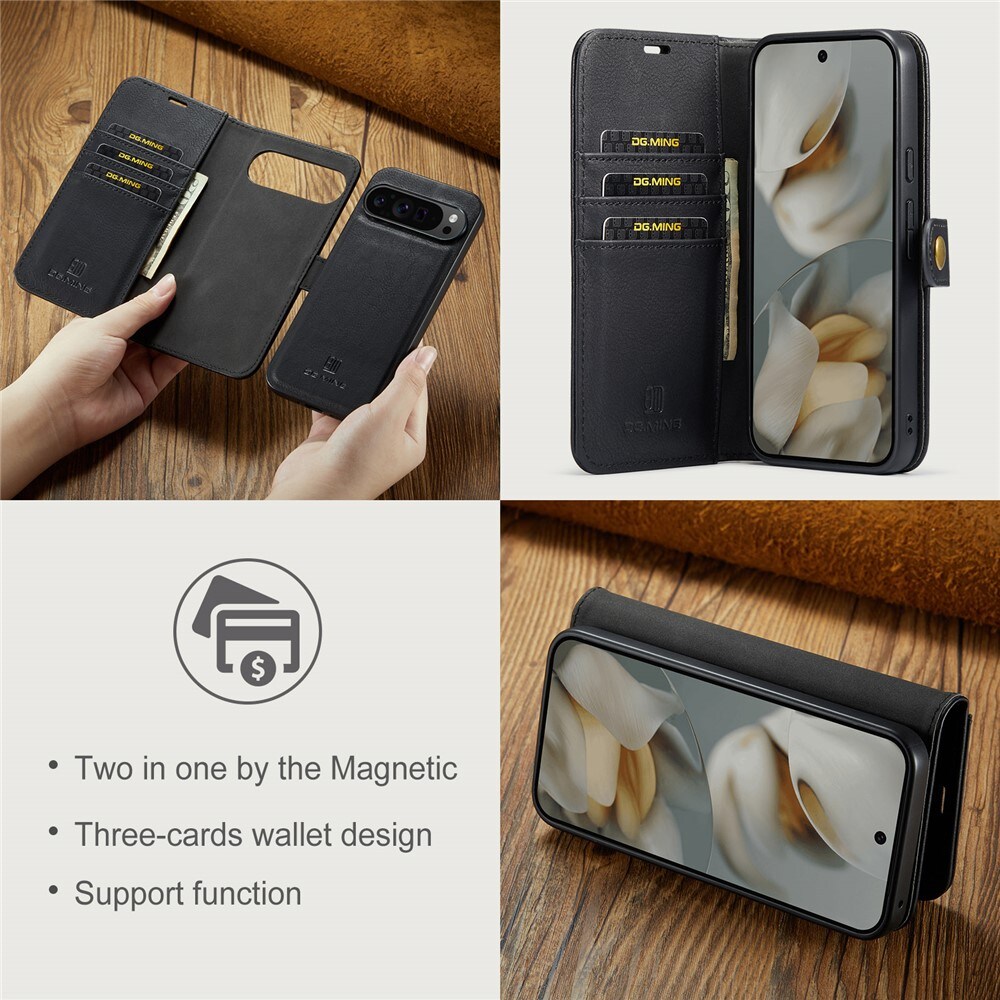 Google Pixel 10 Pro XL Plånboksfodral med avtagbart skal, Black