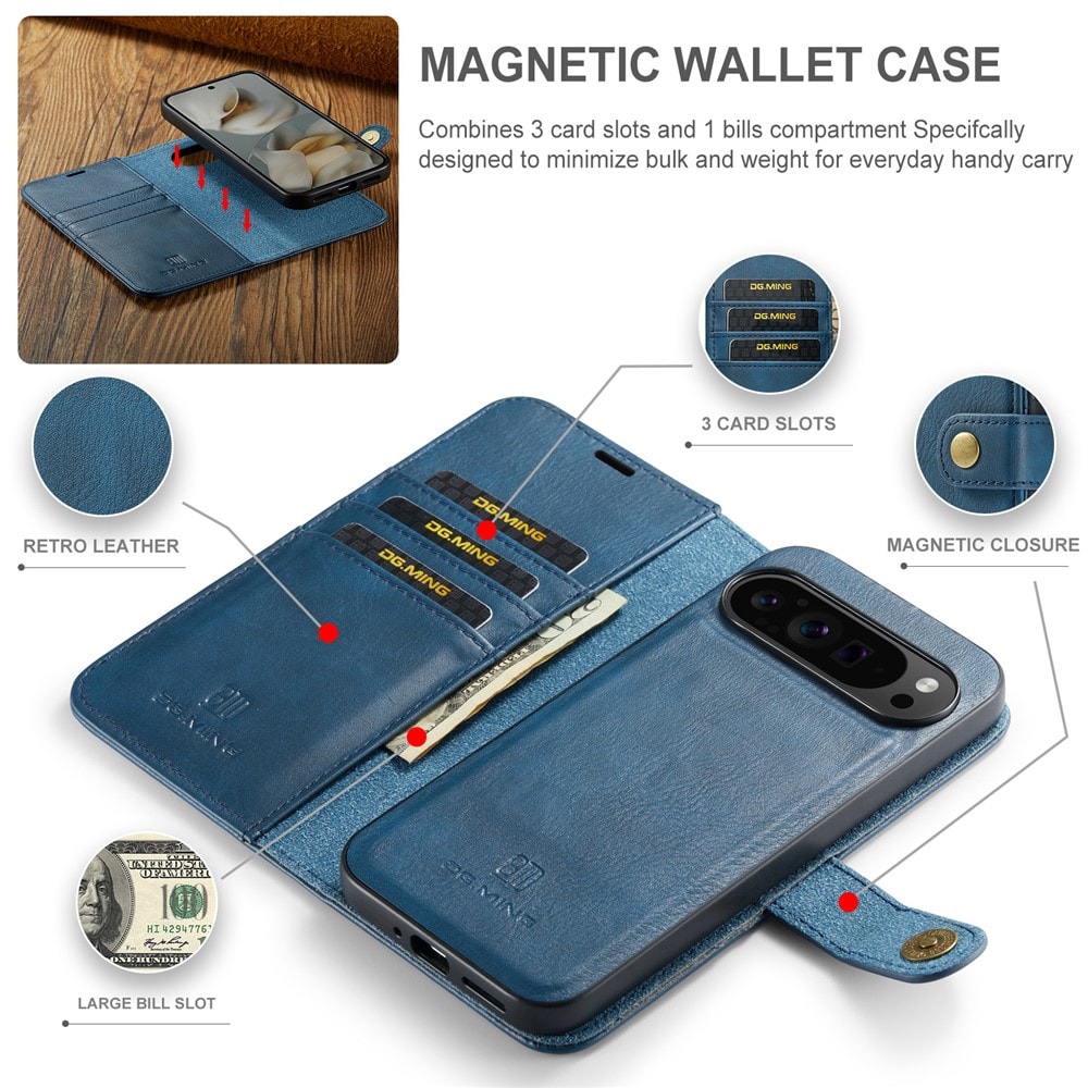 Google Pixel 10 Pro XL Plånboksfodral med avtagbart skal, Blue