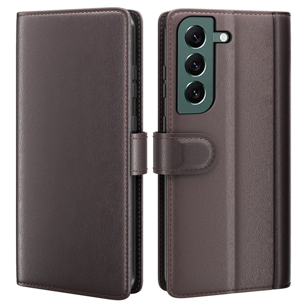 Samsung Galaxy S23 Plus Plånboksfodral i Äkta Läder, brun