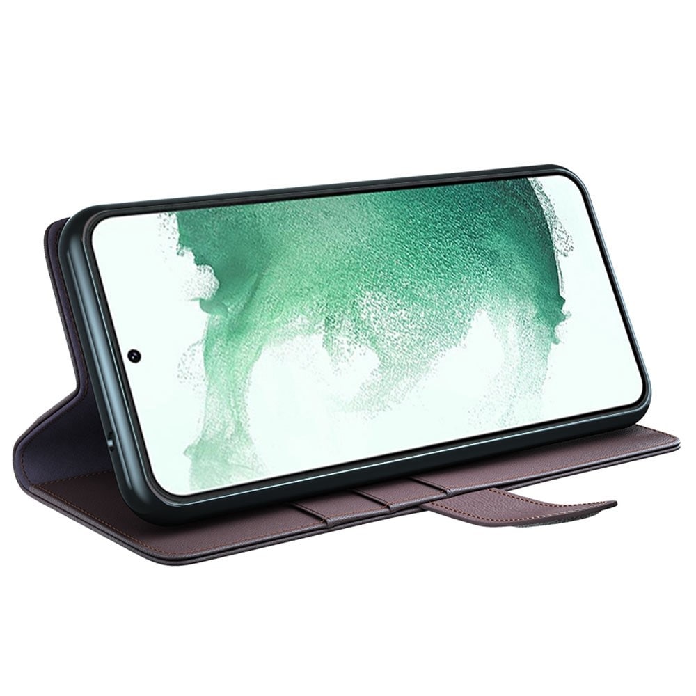 Samsung Galaxy S23 Plus Plånboksfodral i Äkta Läder, Brun