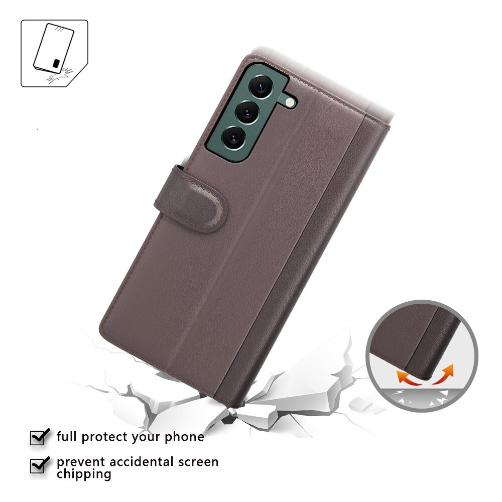Samsung Galaxy S23 Plus Plånboksfodral i Äkta Läder, Brun