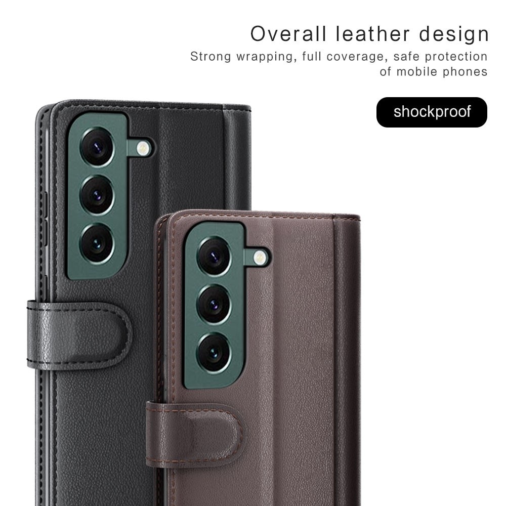 Samsung Galaxy S23 Plus Plånboksfodral i Äkta Läder, brun