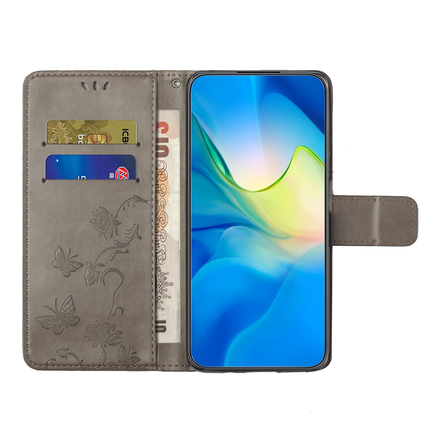Samsung Galaxy S25 FE Mobilfodral med fjärilar, Grå