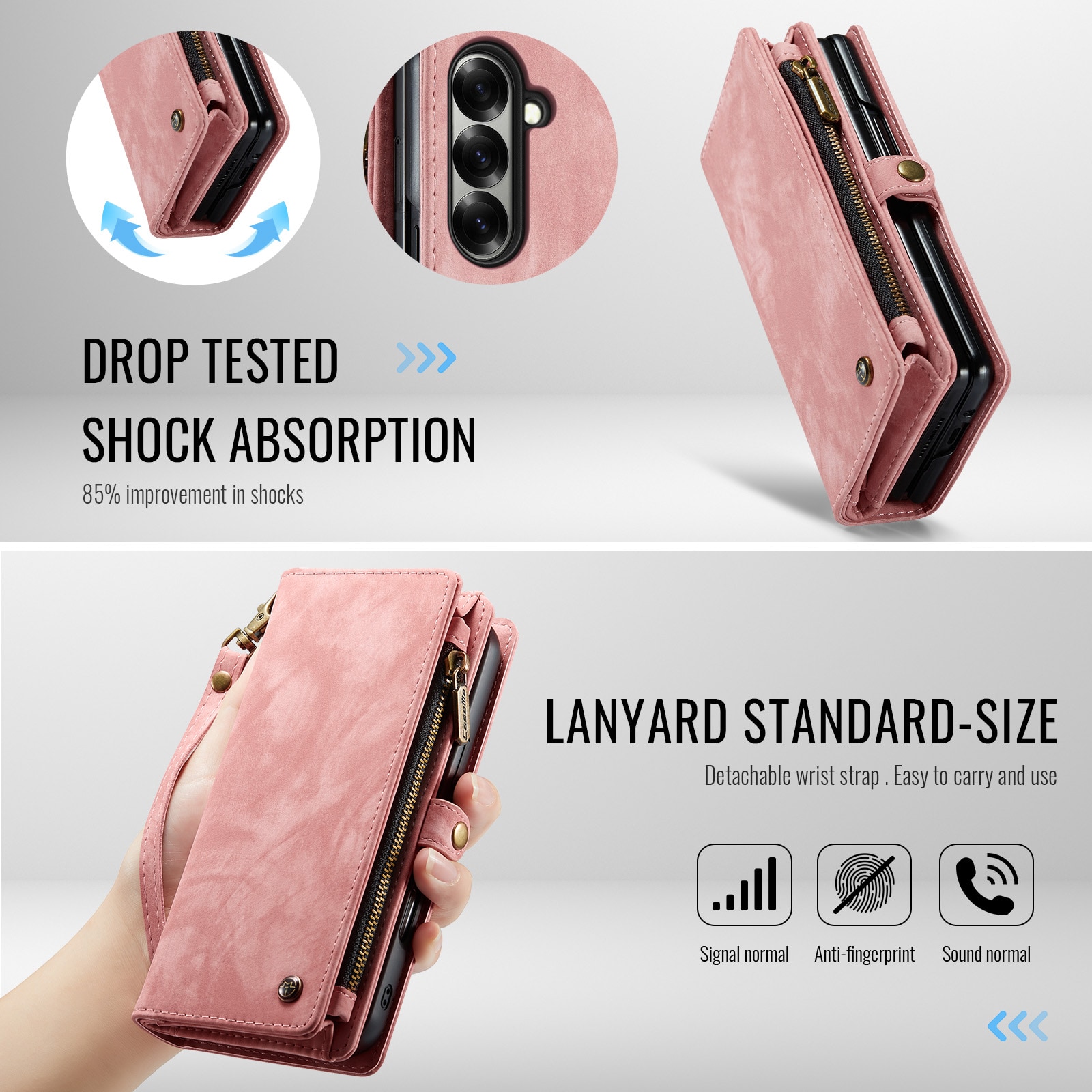 Samsung Galaxy Z Fold 7 Rymligt plånboksfodral med många kortfack, Rosa