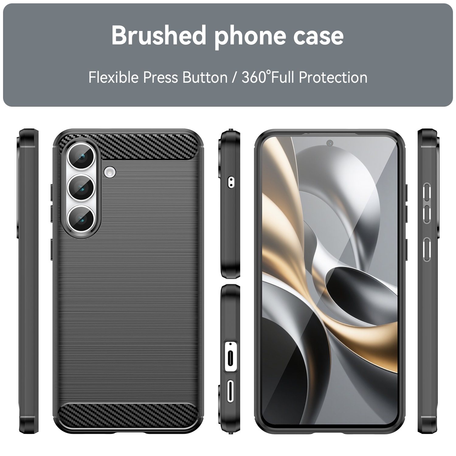 Samsung Galaxy S25 FE TPU-skal Brushed, Svart