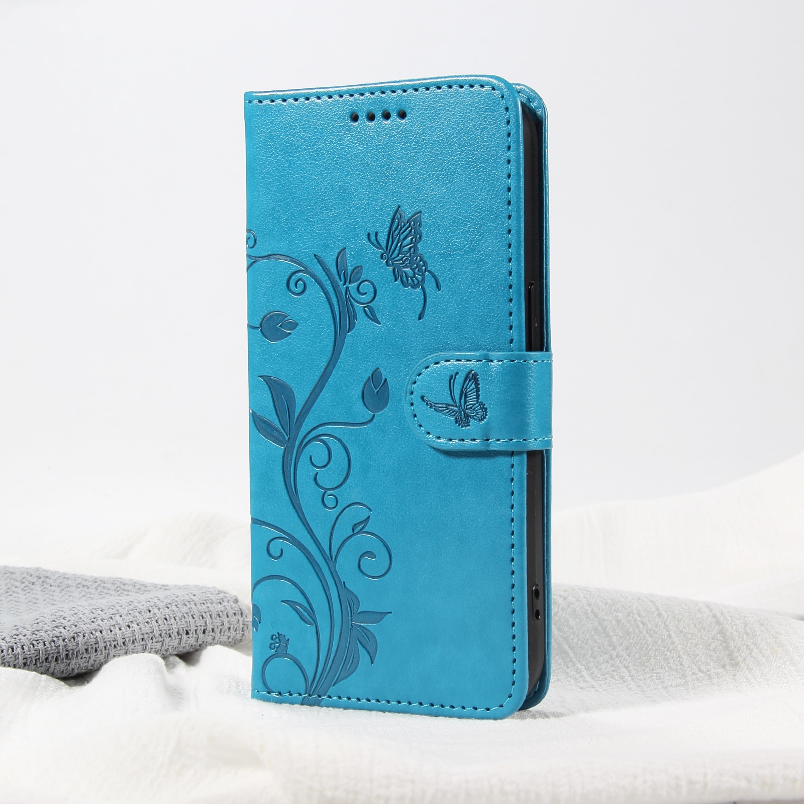 Oppo Reno 14 F Mobilfodral med fjärilar, Blå